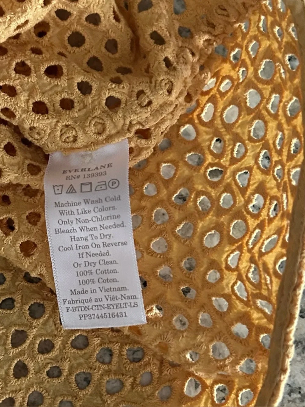 Everlane Golden Hour Cotton Eyelet Lantern Sleeve Top Blouse Size S - Picture 11 of 13